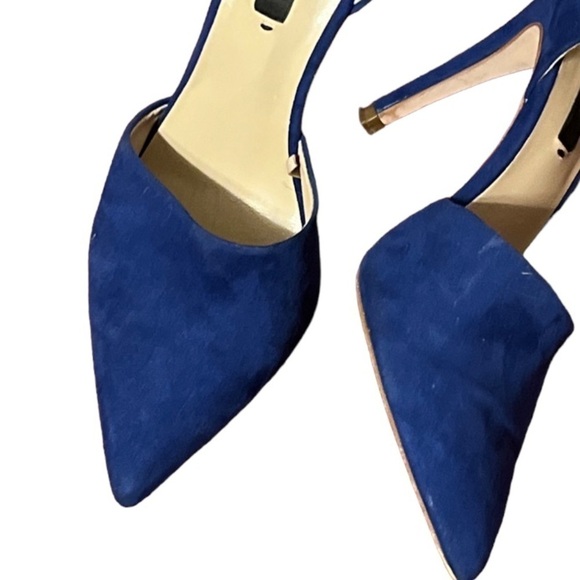 💙Zara Blue Suede Stiletto Heels Sz 37 US 7 Pointed Toe - Picture 7 of 8